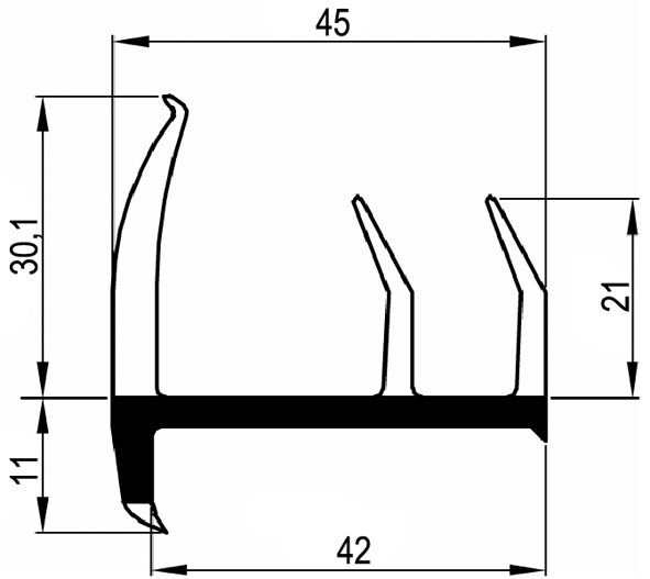 Šířka 45 mm
Počet jazýčků 3
Délka 3200 mm
